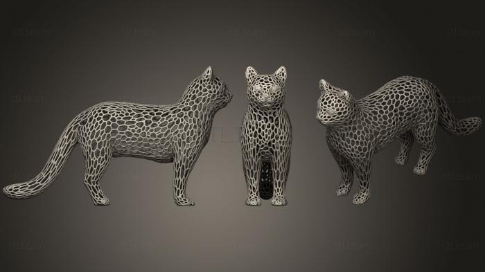 Статуэтки животных Cat  Voronoi Style